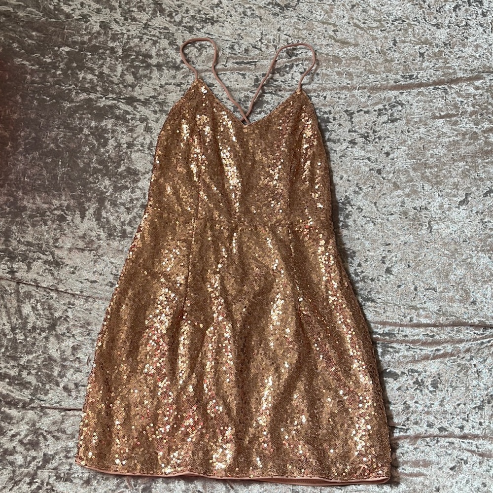 Shein Rose Gold Sequined Mini Dress
